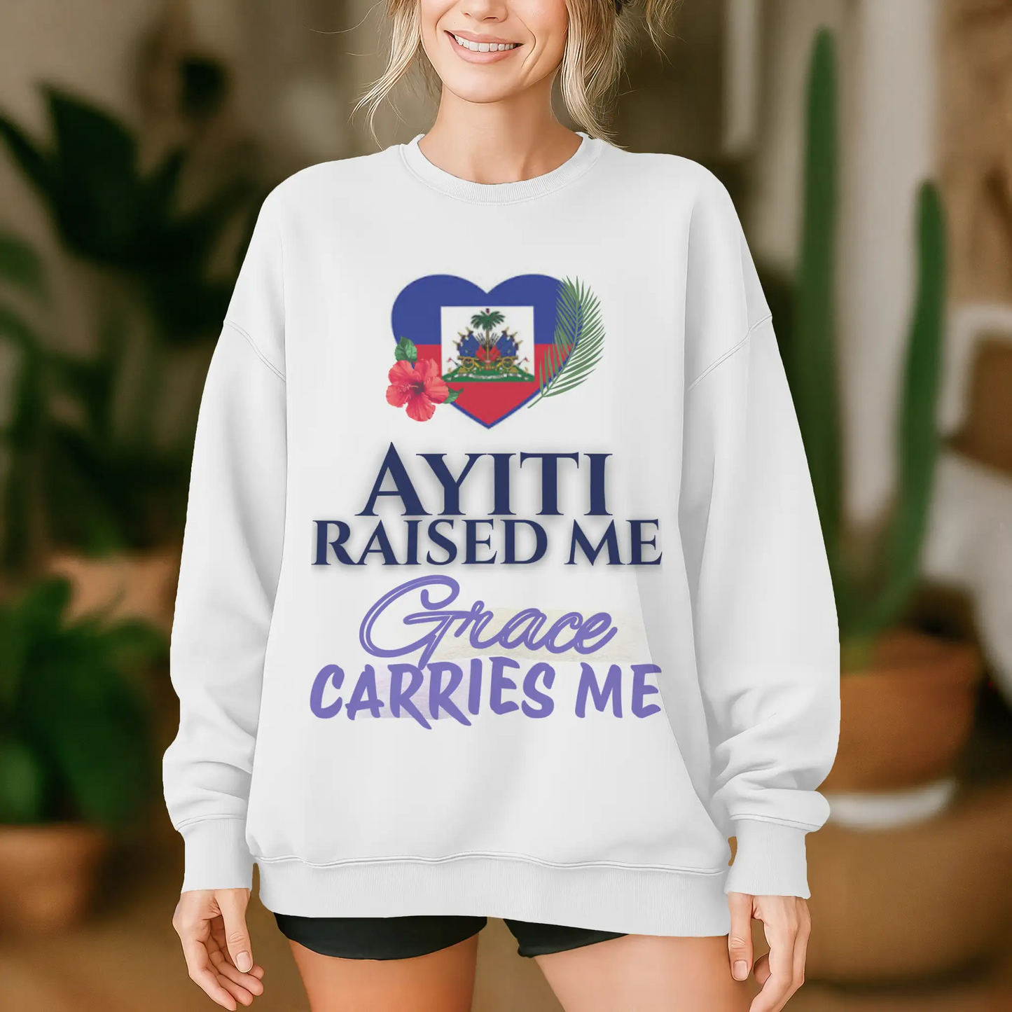 Ayiti Raised Me – Midweight Sweatshirt (White)