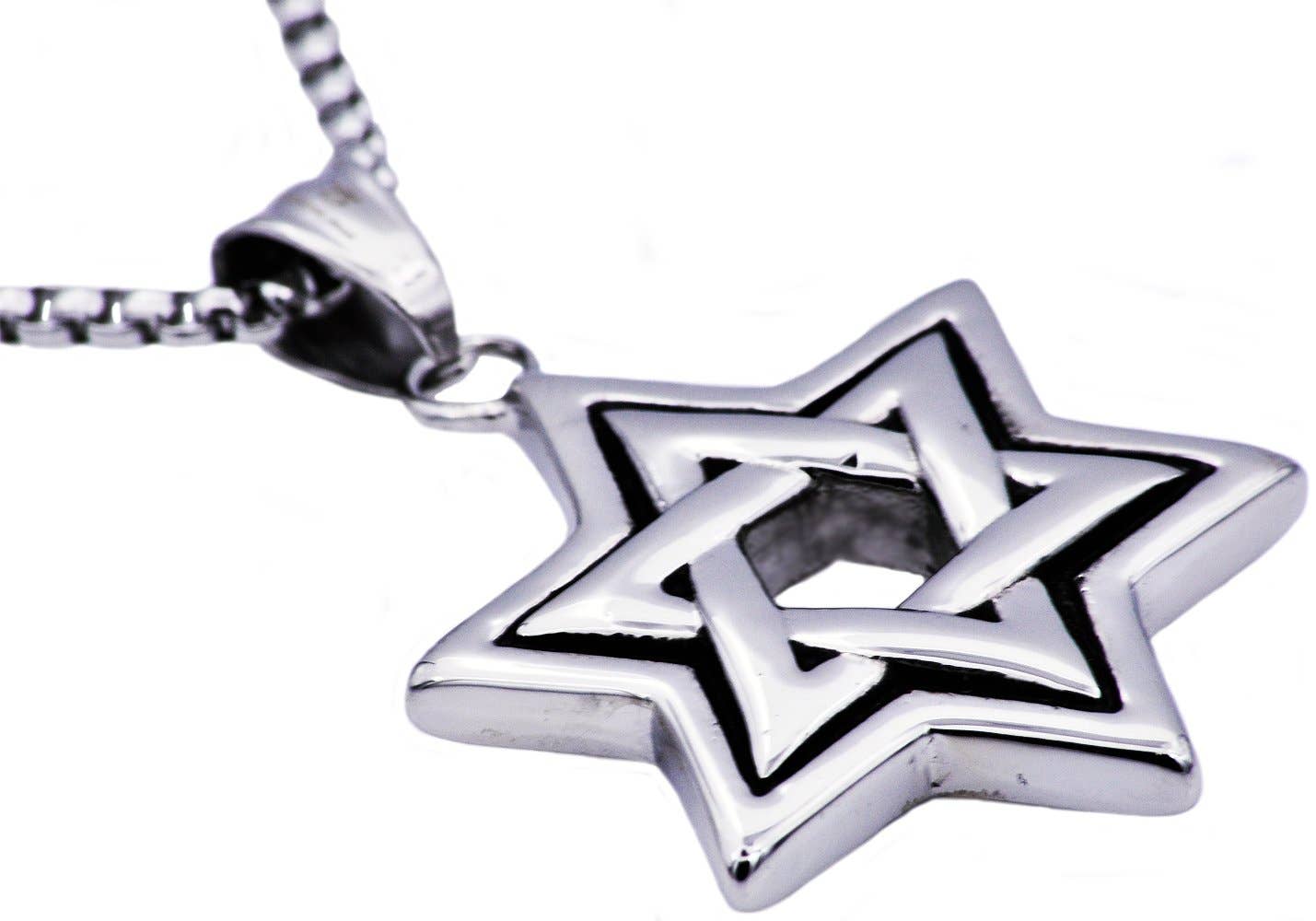 Men's Stainless Steel Star Of David Pendant