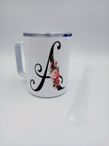 Floral Monogram Mug — 12oz Thermal Keepsake