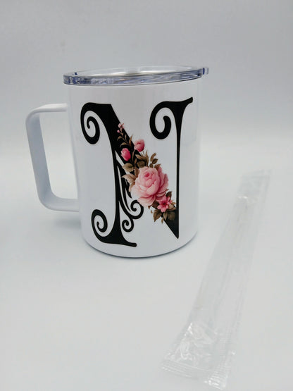 Floral Monogram Mug — 12oz Thermal Keepsake