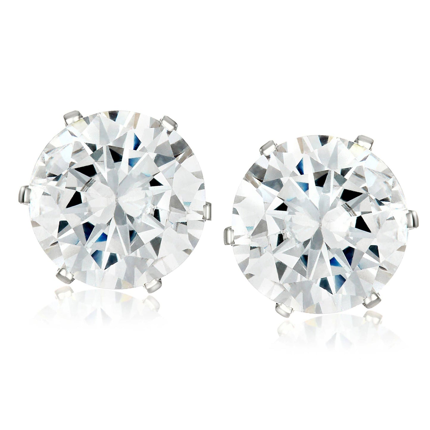 Men's Prong Set Cubic Zirconia Stainless Steel Stud Earrings (Unisex)