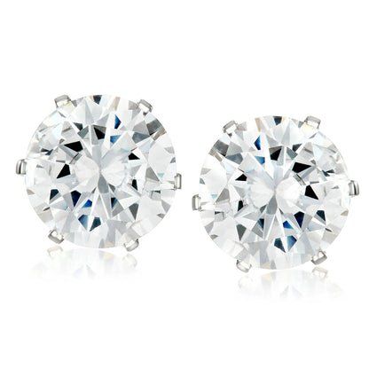 Men's Prong Set Cubic Zirconia Stainless Steel Stud Earrings (Unisex)