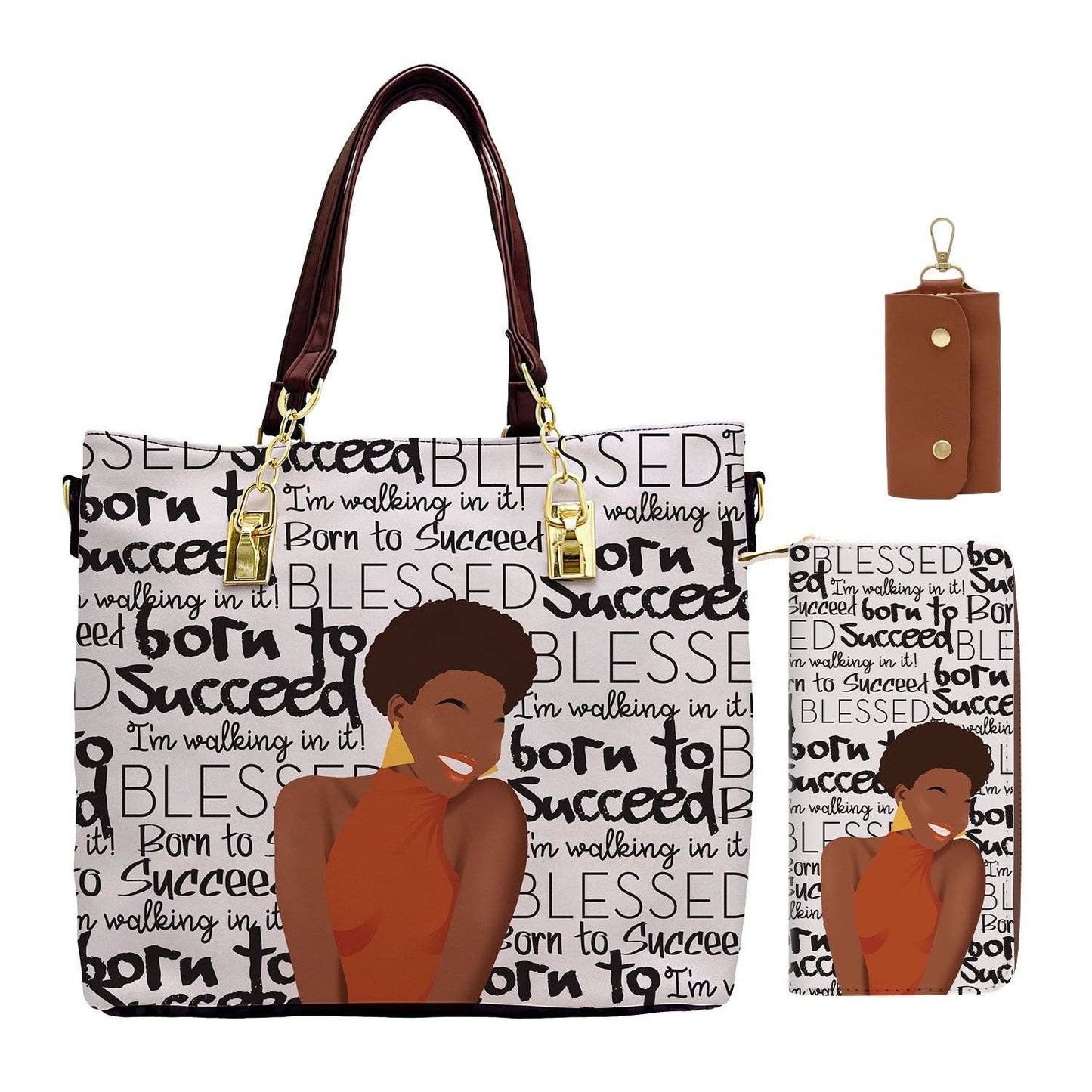 Born to Succeed Handbag Set – Walk in Your Worth