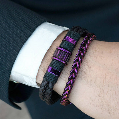 Men's Crucible Nylon & Stainless Steel Franco Chain Bracelet