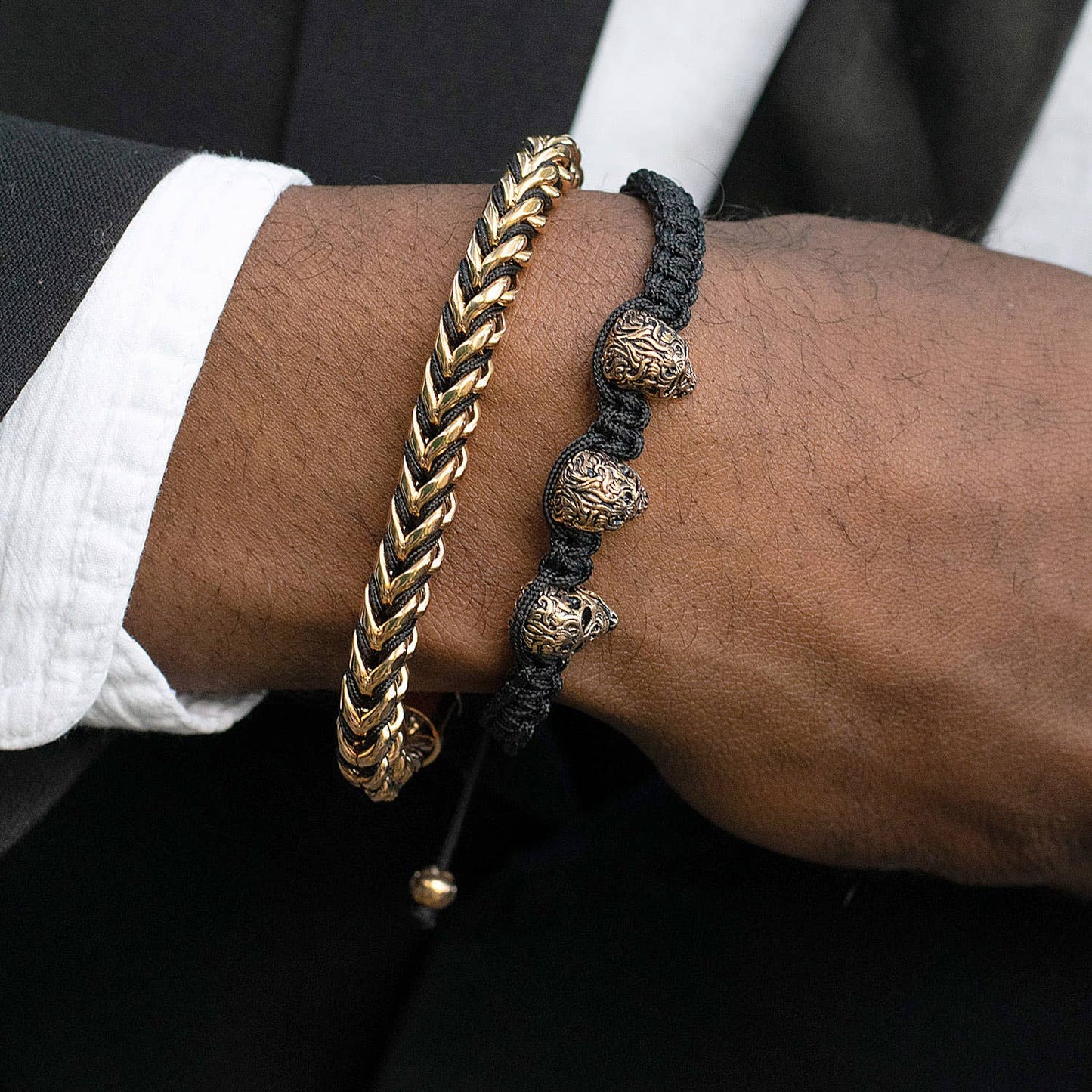 Men's Crucible Nylon & Stainless Steel Franco Chain Bracelet