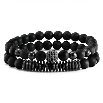 Men’s Agate & Hematite Beaded Bracelet Set