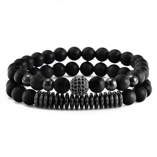 Men’s Agate & Hematite Beaded Bracelet Set