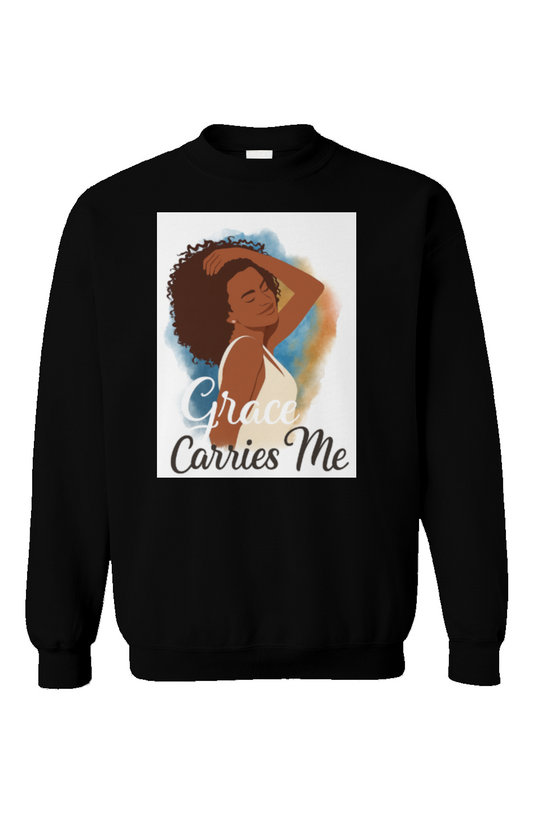 Grace Carries Me – Crewneck Sweatshirt Framed (Bla