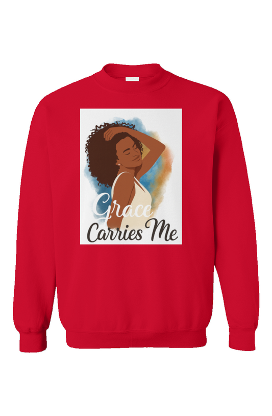 Grace Carries Me – Crewneck Sweatshirt Framed (Red