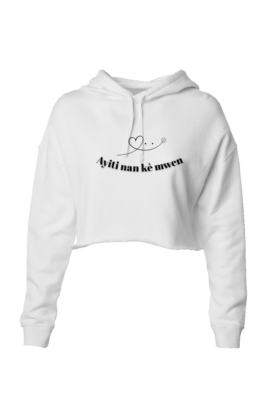 Ayiti nan ke mwen – Lightweight Crop Hoodie (White