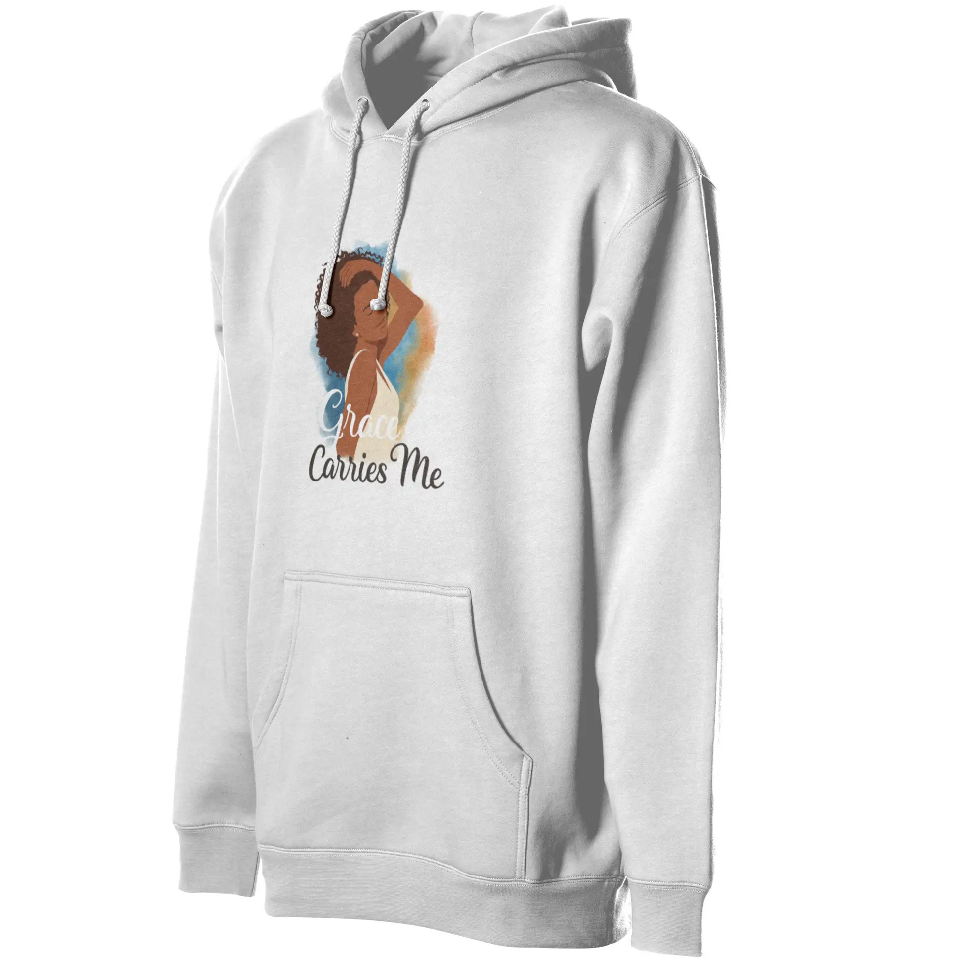 Courage Carries Me – Portrait Hoodie (White)