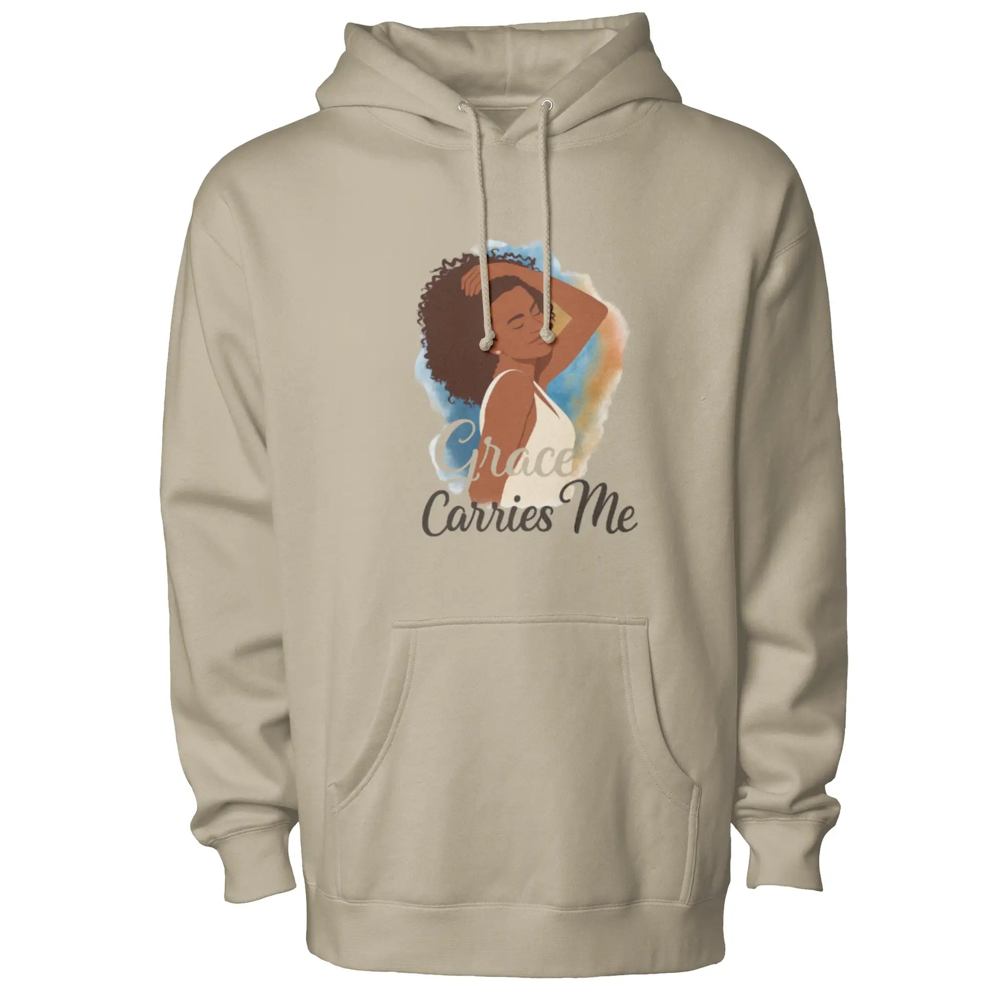 Courage Carries Me – Portrait Hoodie (Sand)