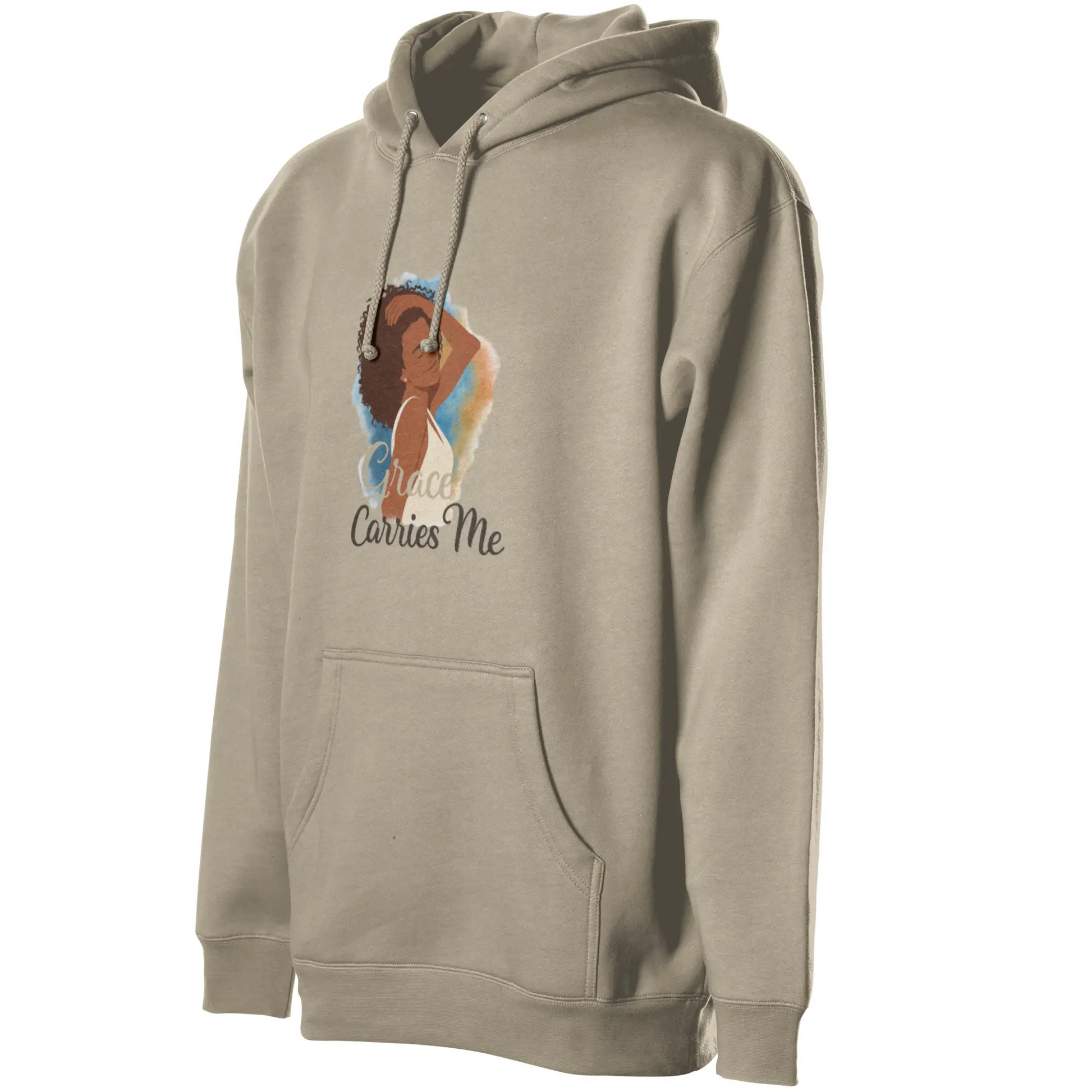 Courage Carries Me – Portrait Hoodie (Sand)