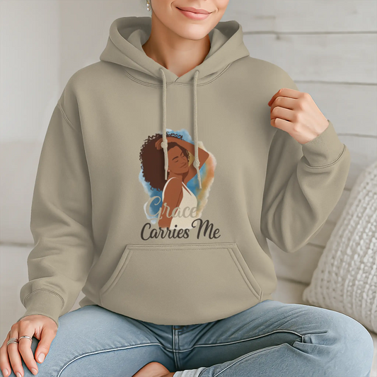 Courage Carries Me – Portrait Hoodie (Sand)