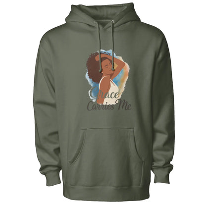 Courage Carries Me – Portrait Hoodie (Military Gre
