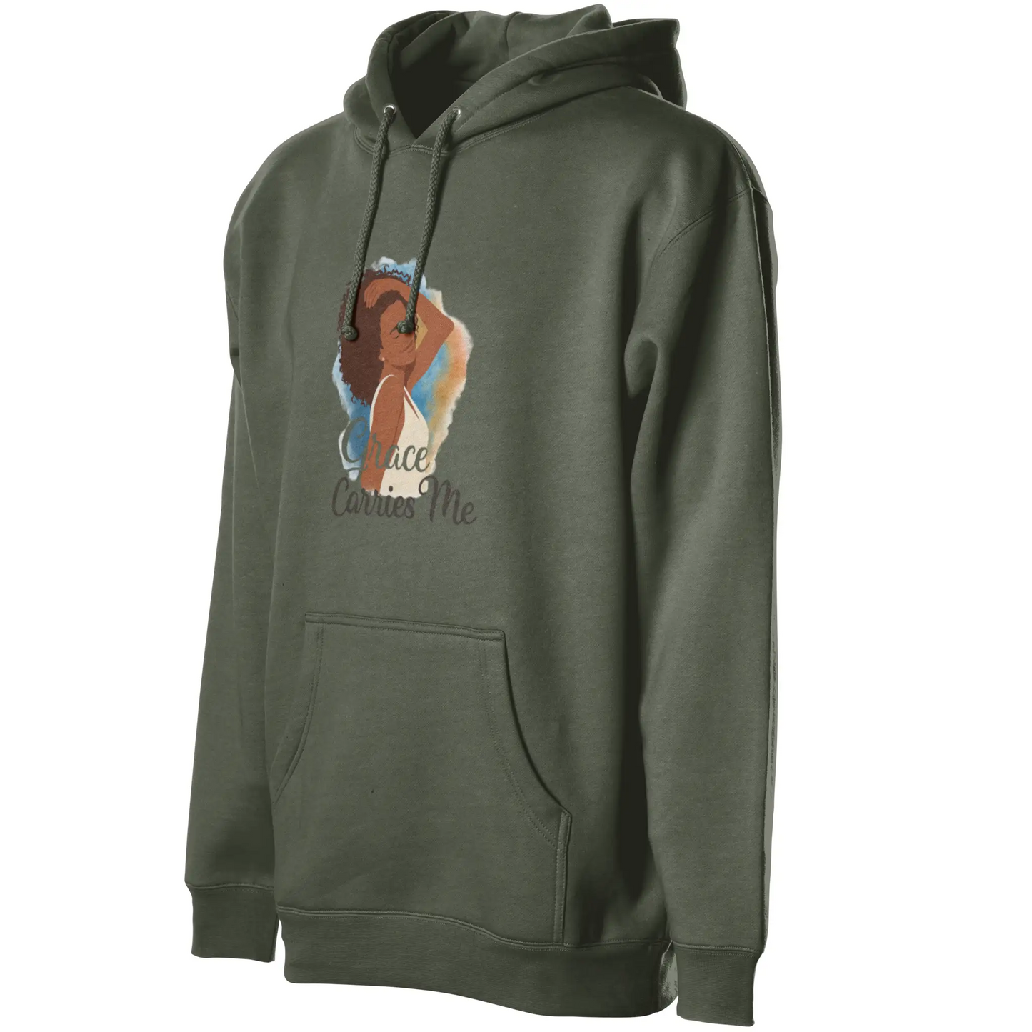 Courage Carries Me – Portrait Hoodie (Military Gre