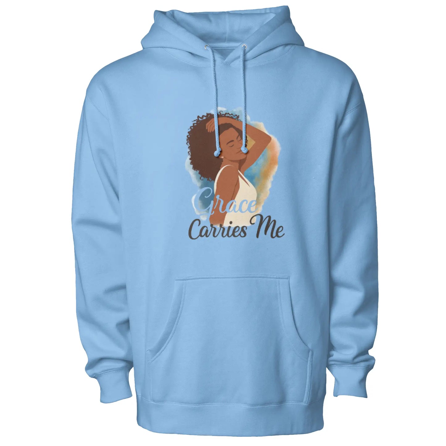 Courage Carries Me – Portrait Hoodie (Carolina Blu