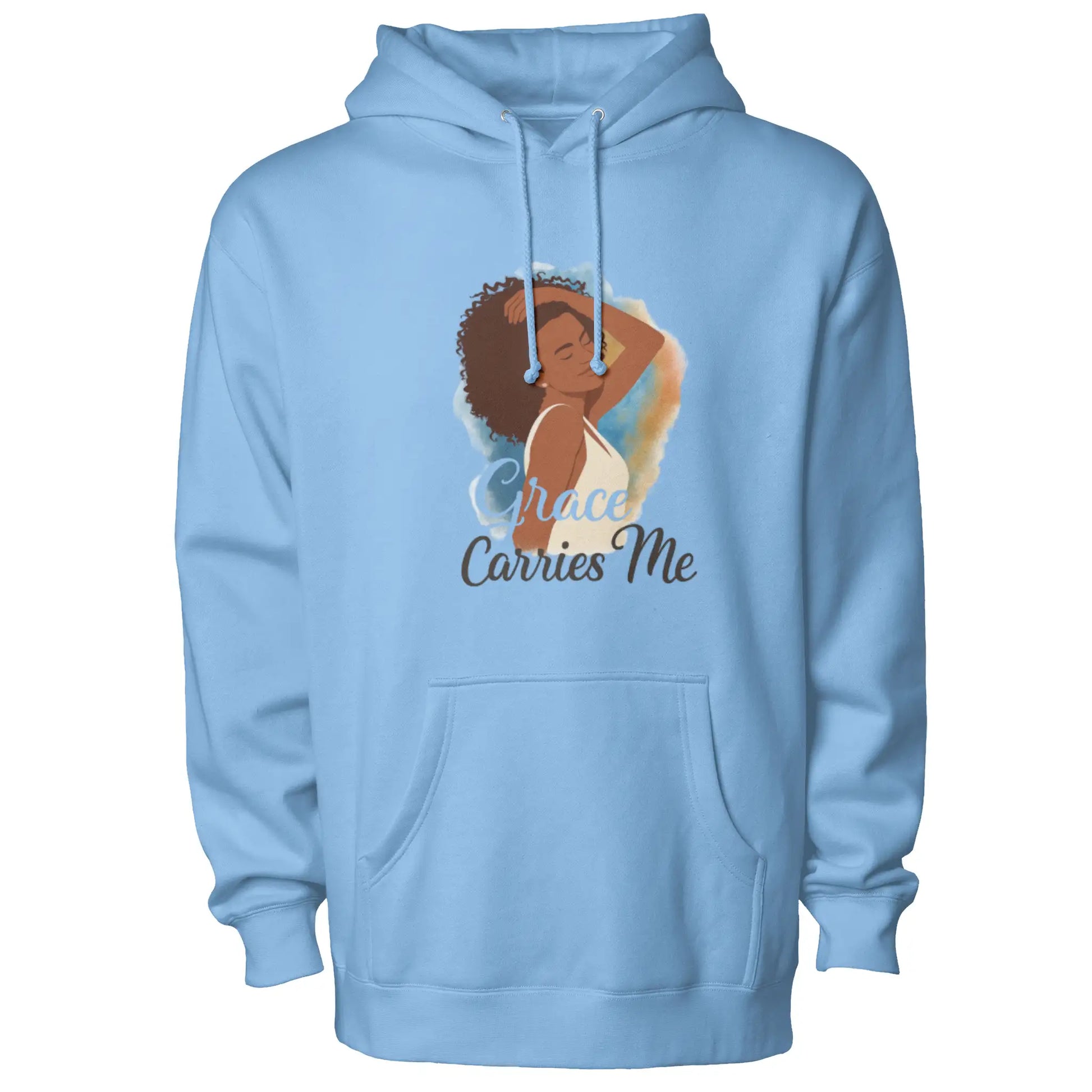 Courage Carries Me – Portrait Hoodie (Carolina Blu