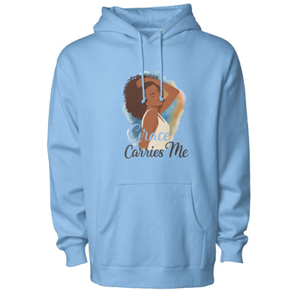 Courage Carries Me – Portrait Hoodie (Carolina Blu