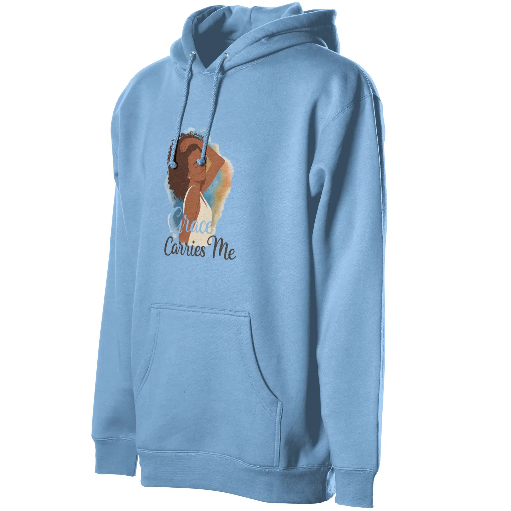 Courage Carries Me – Portrait Hoodie (Carolina Blu