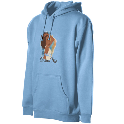 Courage Carries Me – Portrait Hoodie (Carolina Blu