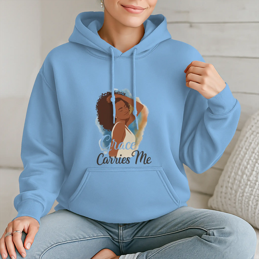 Courage Carries Me – Portrait Hoodie (Carolina Blu