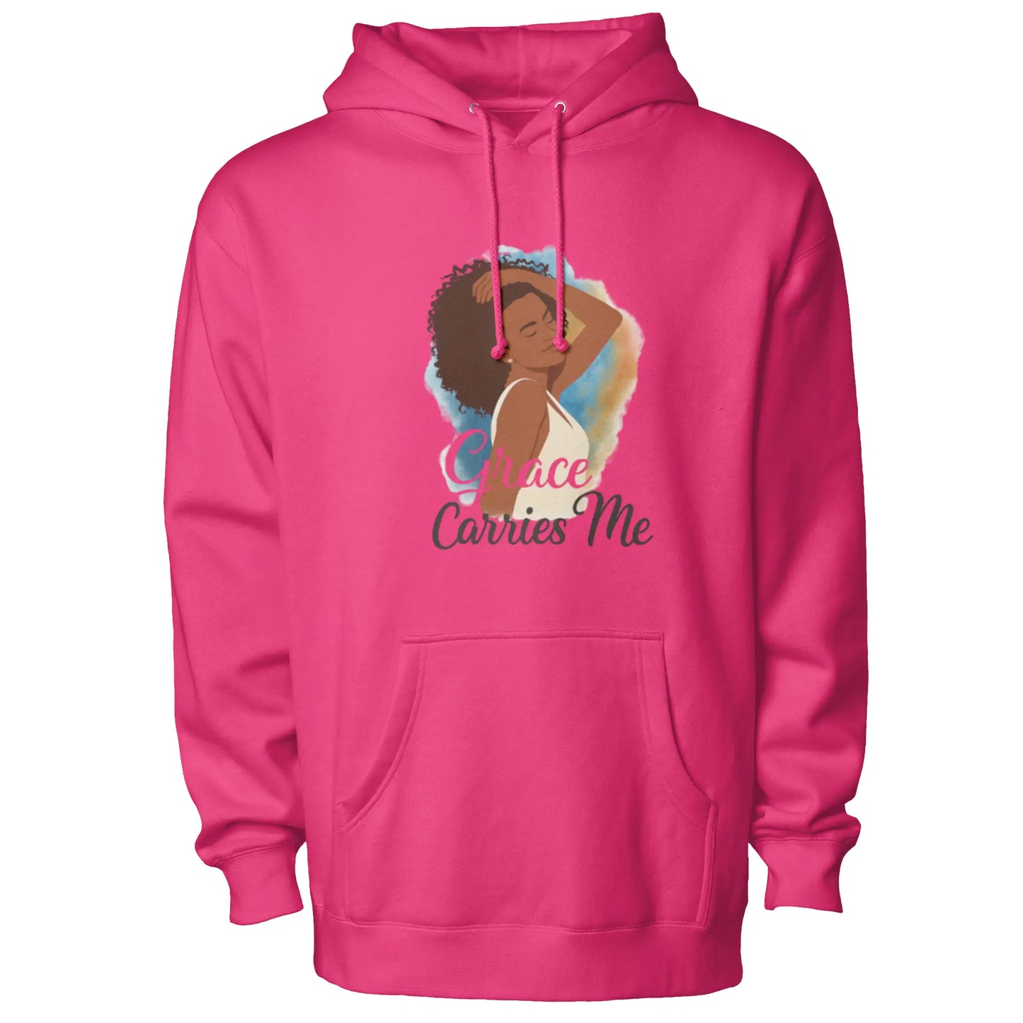Courage Carries Me – Portrait Hoodie (Heliconia)