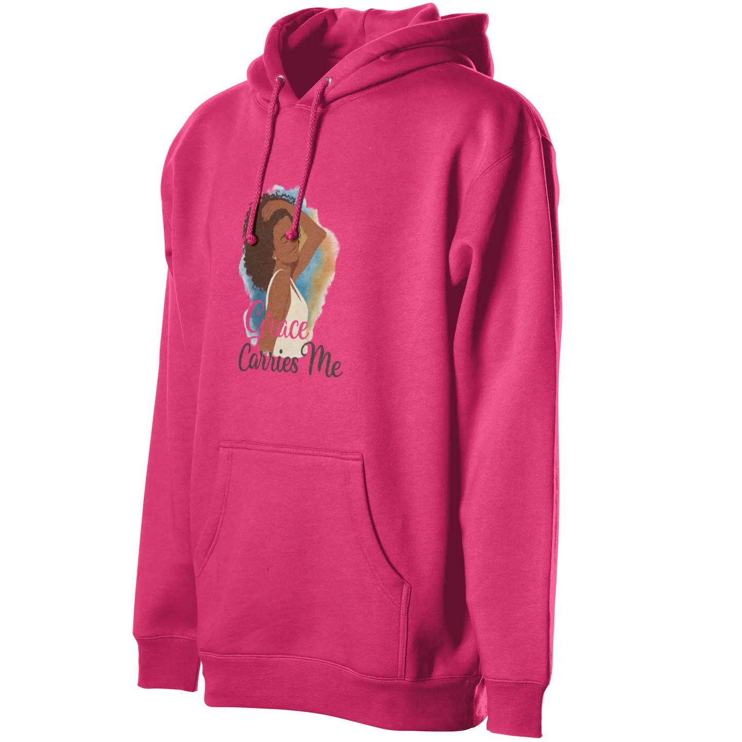 Courage Carries Me – Portrait Hoodie (Heliconia)