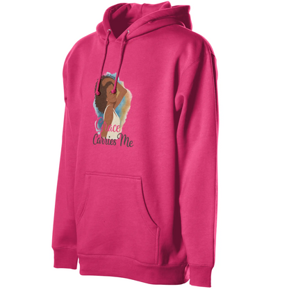 Courage Carries Me – Portrait Hoodie (Heliconia)