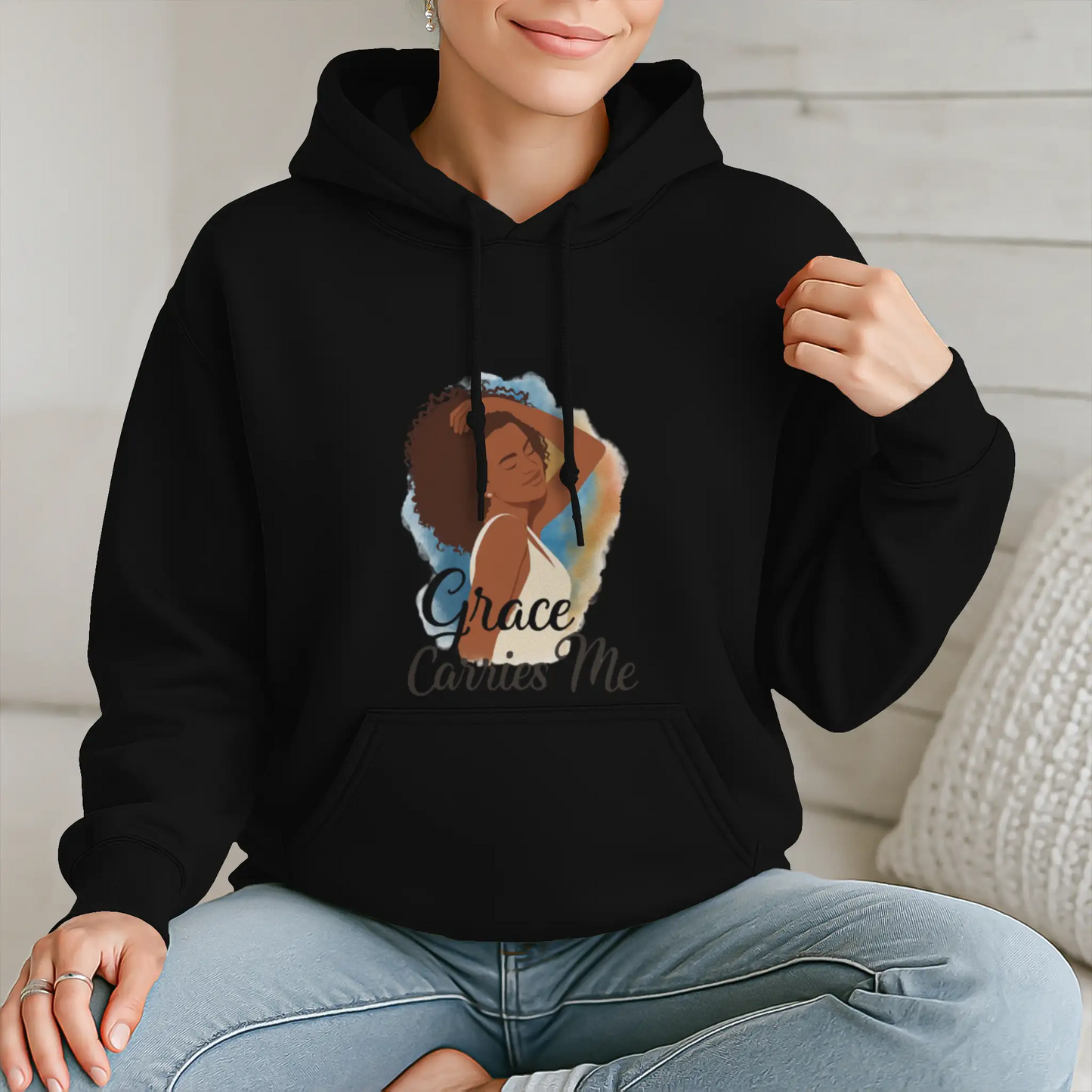 Courage Carries Me – Portrait Hoodie (Black)