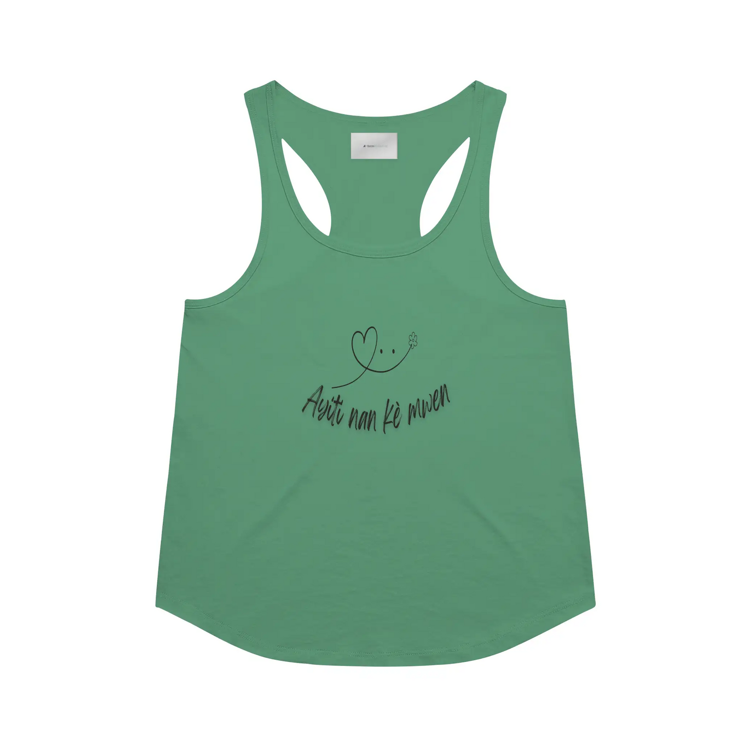 Ayiti nan ke mwen – Flowy Racerback Tank (Kelly gr