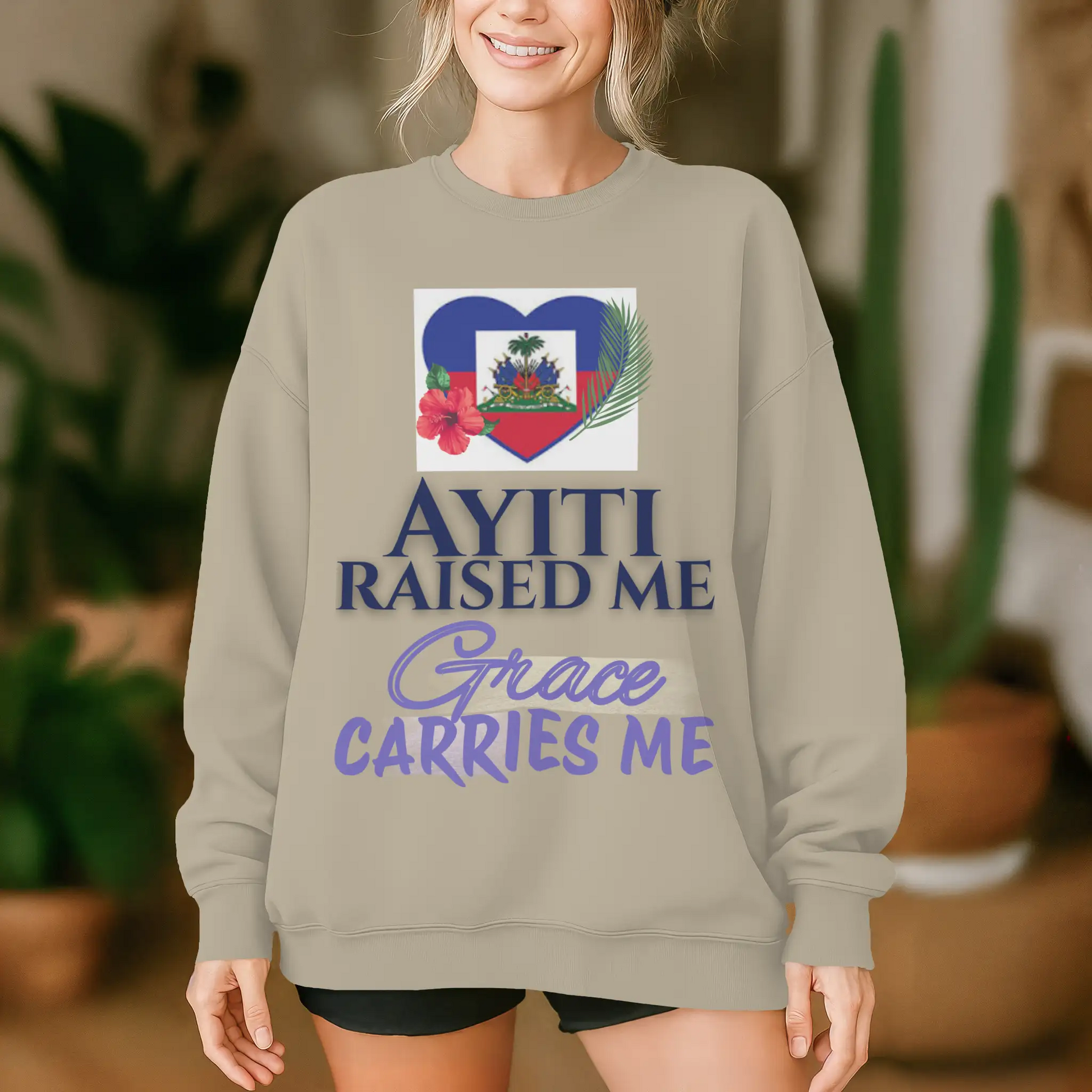 Ayiti Raised Me – Midweight Sweatshirt (Sandstone)