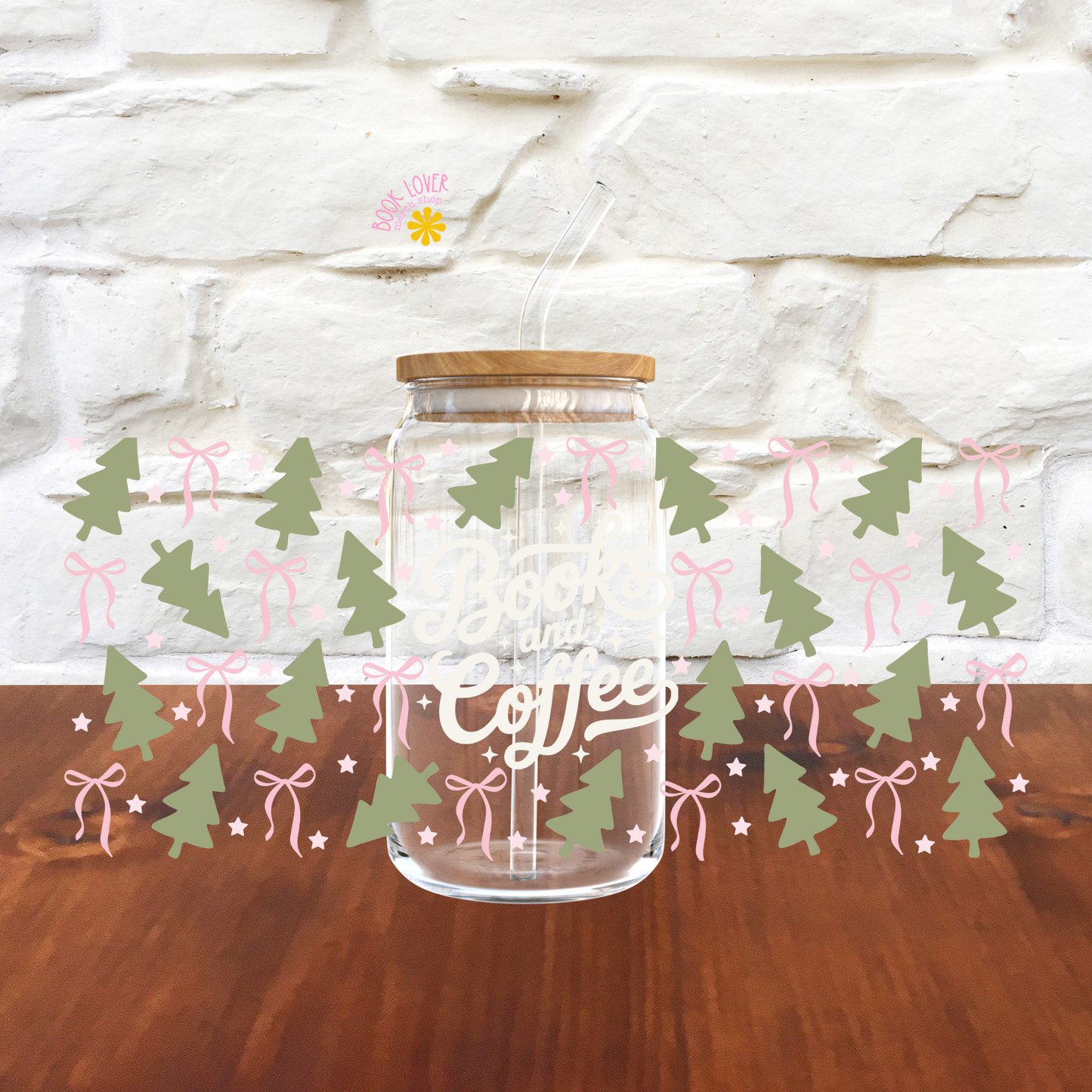 Coffee & Books - 16 OZ Glass Cups