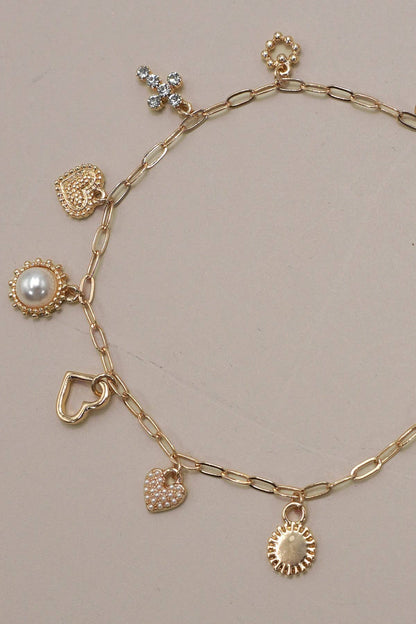 Gold Heart Charms - Women's Bracelet