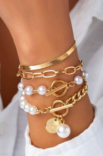 Pearl & Gold Multi Layer - Women Bracelet