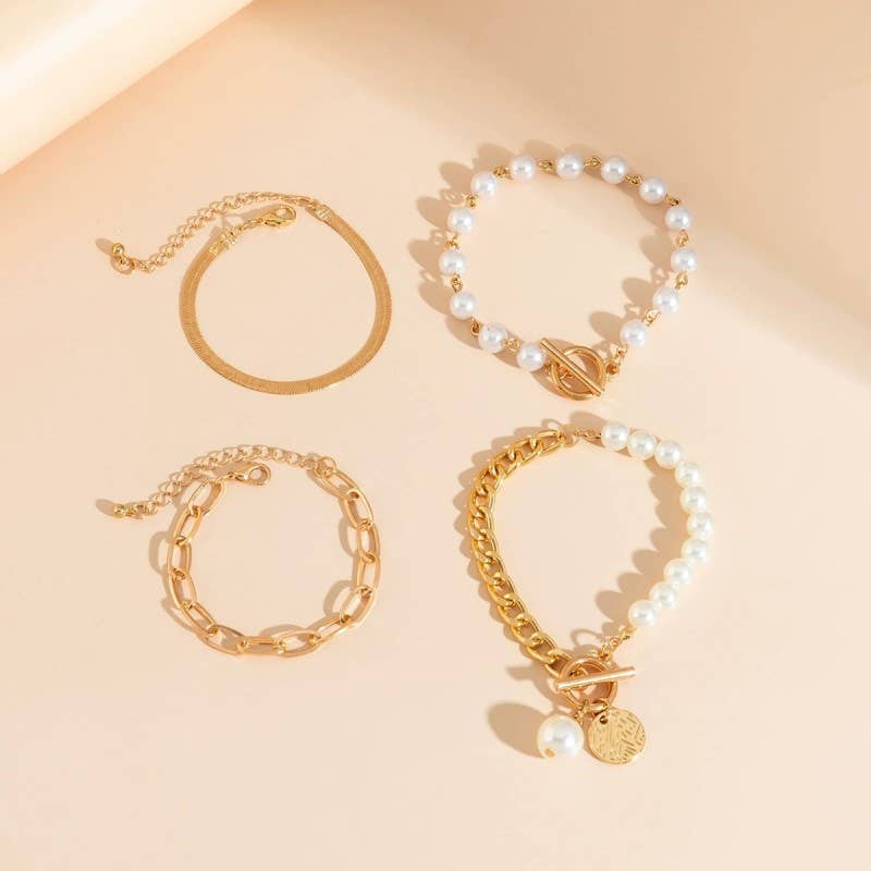 Pearl & Gold Multi Layer - Women Bracelet