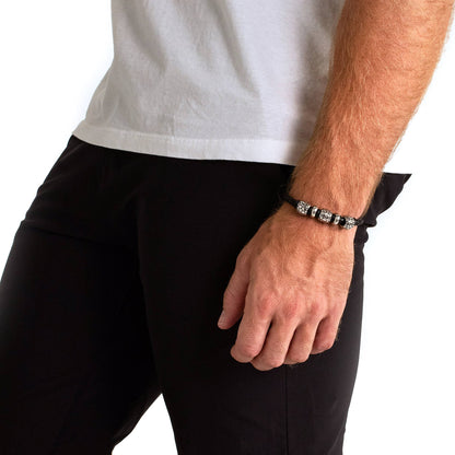Men's Bracelet  - Cobblestone Beads Leather Bracelet
