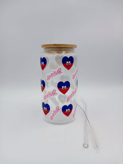 Decorative Glass Cups with Cork Lids (16oz)✨Available in 12 Designs”.