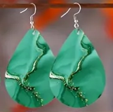 Rainbow Grove -Leather Water droplet Earrings