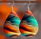 Rainbow Grove -Leather Water droplet Earrings