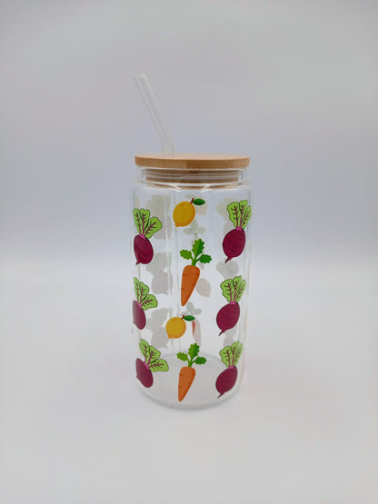 Decorative Glass Cups with Cork Lids (16oz)✨Available in 12 Designs”.