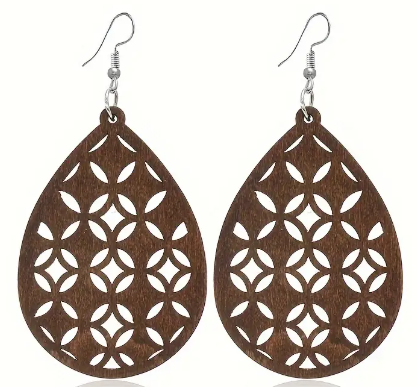 Heritage Halo -Circular cutout wood earrings
