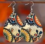 Rainbow Grove -Leather Water droplet Earrings