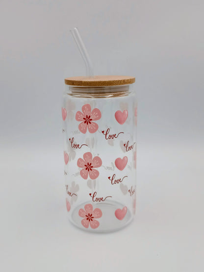Decorative Glass Cups with Cork Lids (16oz)✨Available in 12 Designs”.