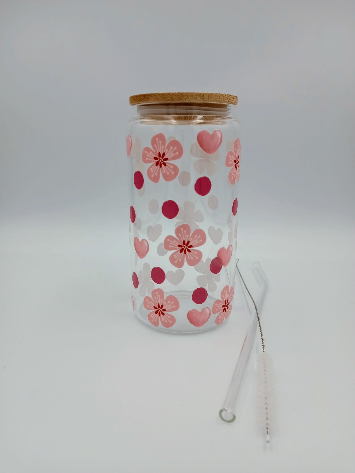 Decorative Glass Cups with Cork Lids (16oz)✨Available in 12 Designs”.
