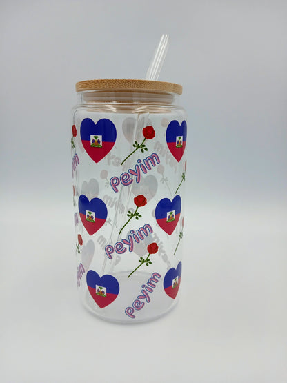 Decorative Glass Cups with Cork Lids (16oz)✨Available in 12 Designs”.