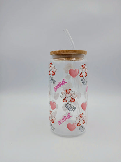 Decorative Glass Cups with Cork Lids (16oz)✨Available in 12 Designs”.