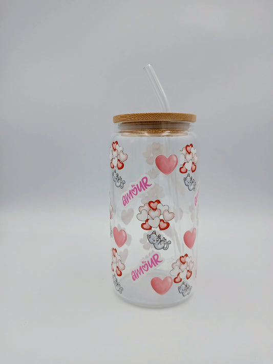 Decorative Glass Cups with Cork Lids (16oz)✨Available in 12 Designs”.