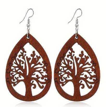 Heritage Halo -Circular cutout wood earrings