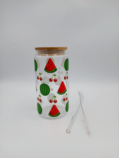 Decorative Glass Cups with Cork Lids (16oz)✨Available in 12 Designs”.